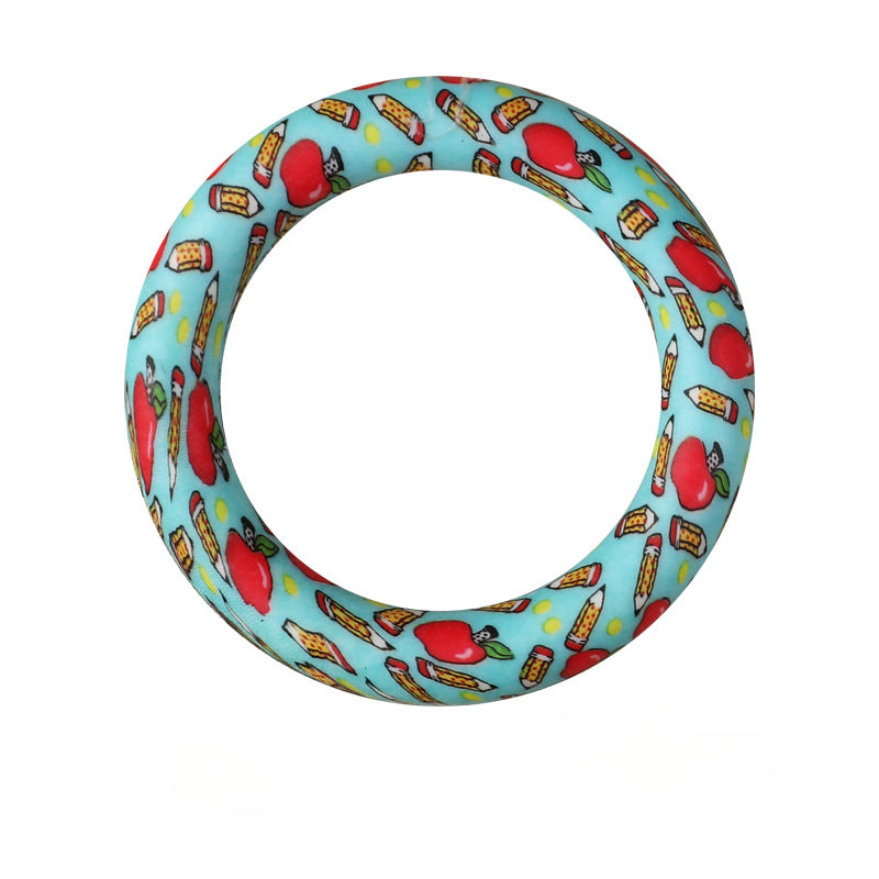 Wholesale 20pcs Silicone Bead Ring Keychain Beaded Jewelry Children DIY Handmade Silicone Bracelet